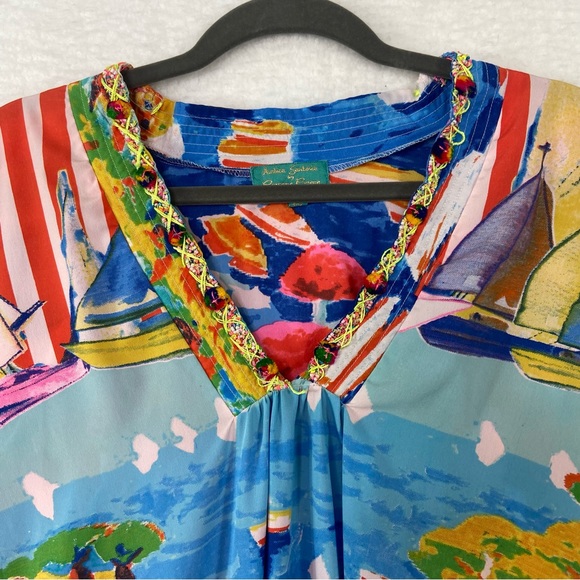 ANTICA SARTORIA by Giacomo Cinque OS Beaded Maxi sailboat Beach CoverUp Kaftan - Picture 9 of 9